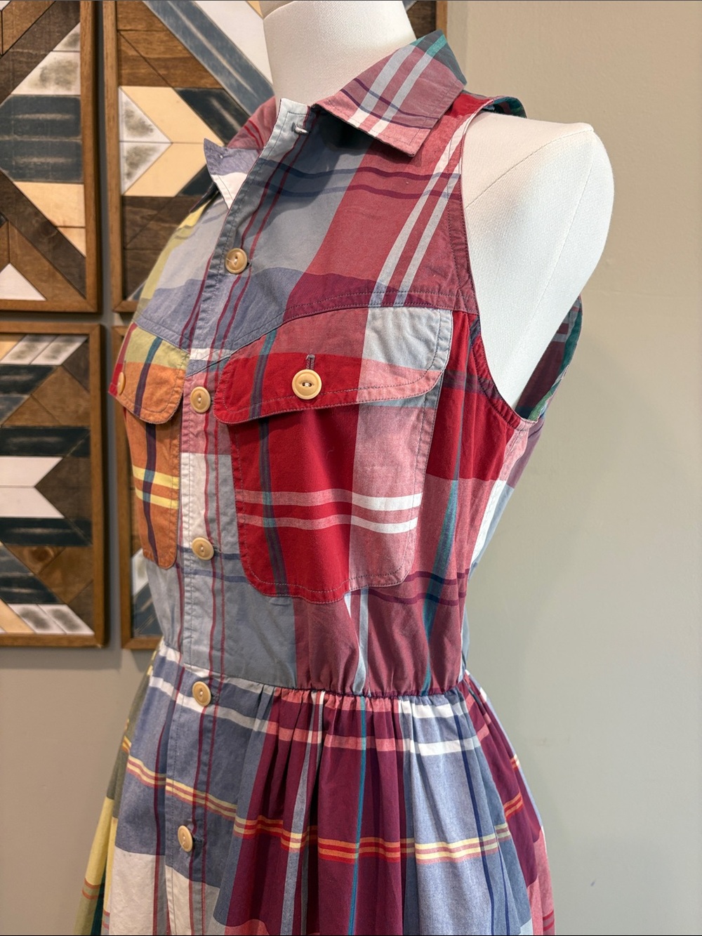 Vintage Ralph Lauren Country Plaid Button Down Fit & Flare Mini Dress size 4 - Picture 5 of 14